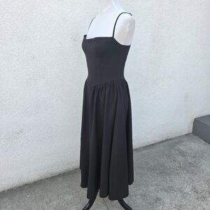 Black Cottagecore Corset Top Dress / Tea Length / Small